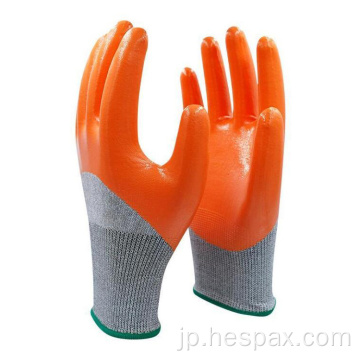 ヘスパックスアンチカット3/4ニトリルコーティング労働作業手袋
